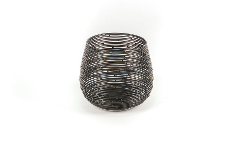 Waxinelichthouder zwart metaal - 12cm