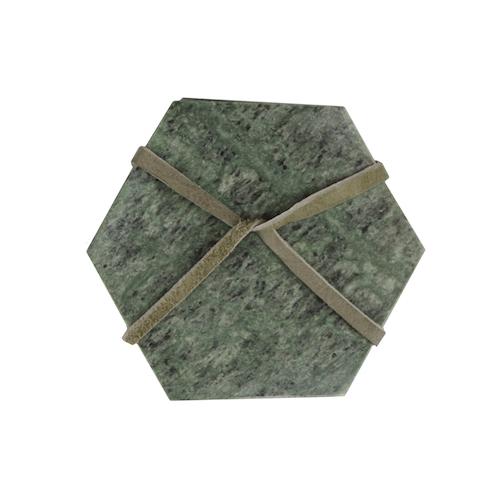 Marble onderzetter hexagon groen - set van 4